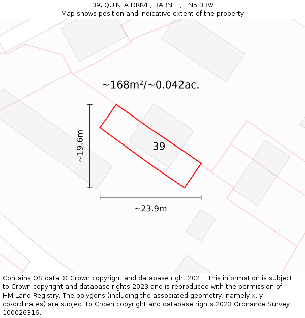 39, QUINTA DRIVE, BARNET, EN5 3BW: Plot and title map