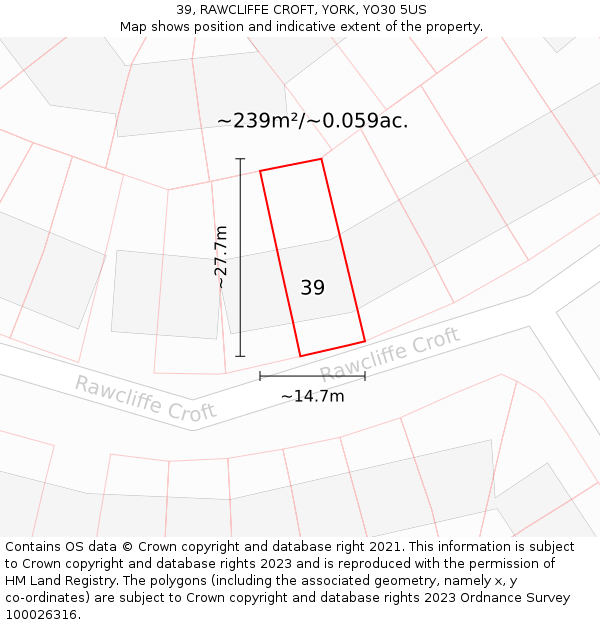 39, RAWCLIFFE CROFT, YORK, YO30 5US: Plot and title map