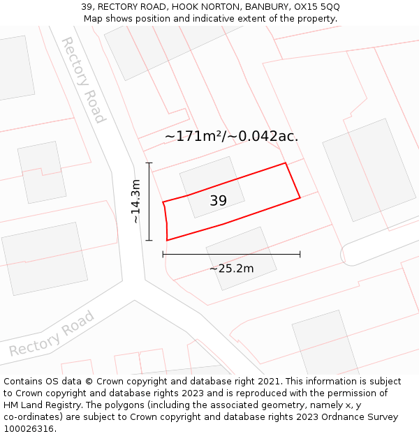 39, RECTORY ROAD, HOOK NORTON, BANBURY, OX15 5QQ: Plot and title map