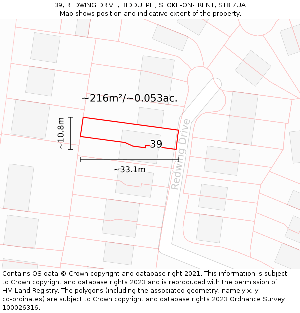 39, REDWING DRIVE, BIDDULPH, STOKE-ON-TRENT, ST8 7UA: Plot and title map