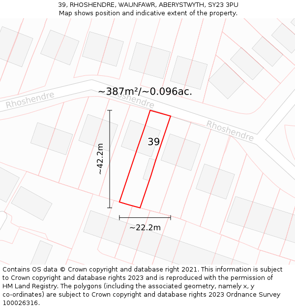 39, RHOSHENDRE, WAUNFAWR, ABERYSTWYTH, SY23 3PU: Plot and title map