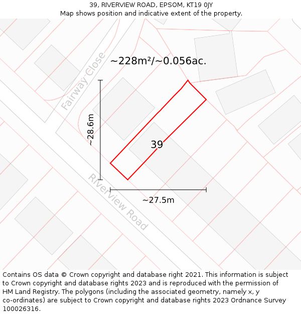 39, RIVERVIEW ROAD, EPSOM, KT19 0JY: Plot and title map