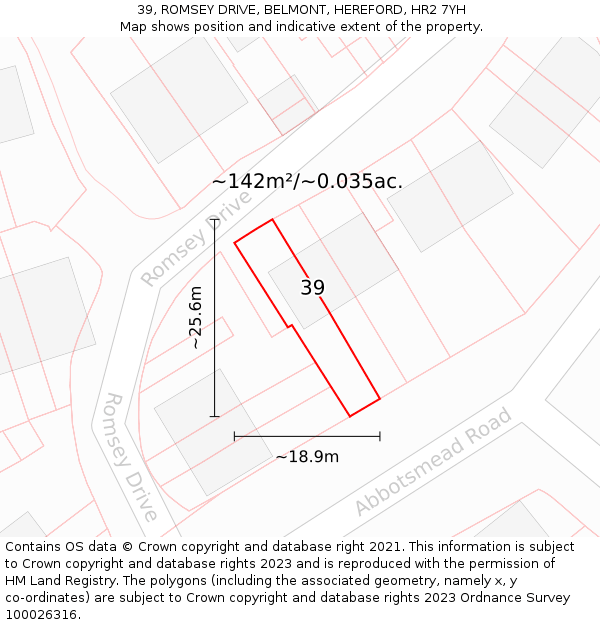 39, ROMSEY DRIVE, BELMONT, HEREFORD, HR2 7YH: Plot and title map