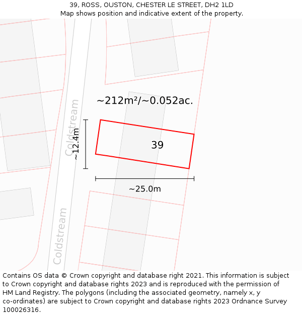 39, ROSS, OUSTON, CHESTER LE STREET, DH2 1LD: Plot and title map