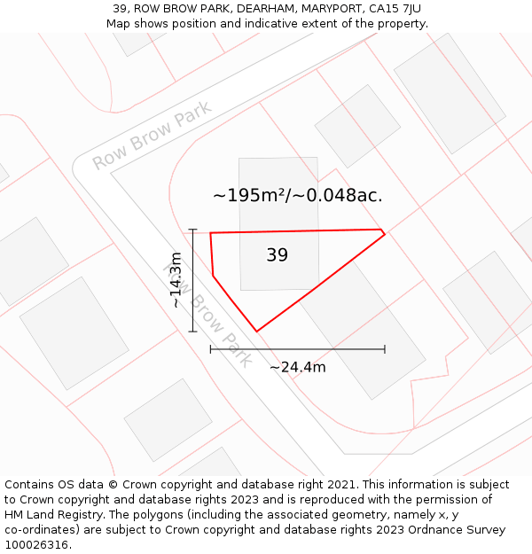 39, ROW BROW PARK, DEARHAM, MARYPORT, CA15 7JU: Plot and title map