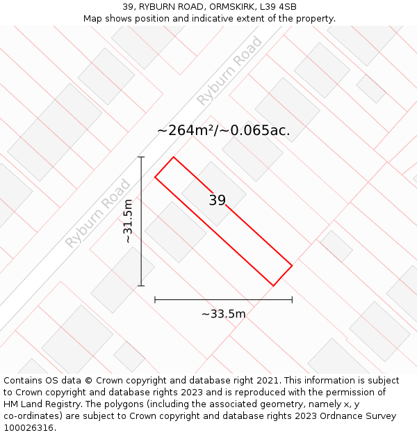 39, RYBURN ROAD, ORMSKIRK, L39 4SB: Plot and title map