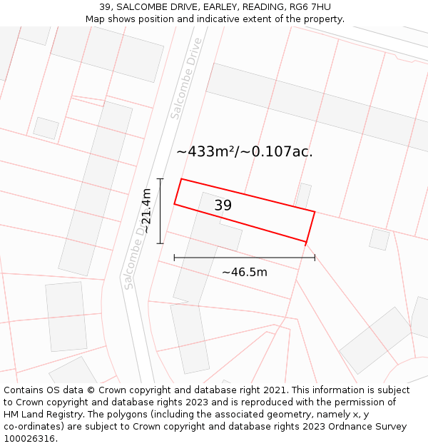 39, SALCOMBE DRIVE, EARLEY, READING, RG6 7HU: Plot and title map