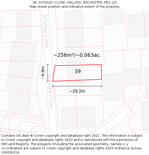 39, SCHOLEY CLOSE, HALLING, ROCHESTER, ME2 1JZ: Plot and title map