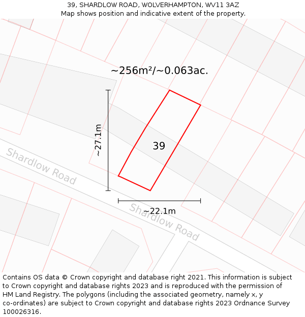 39, SHARDLOW ROAD, WOLVERHAMPTON, WV11 3AZ: Plot and title map