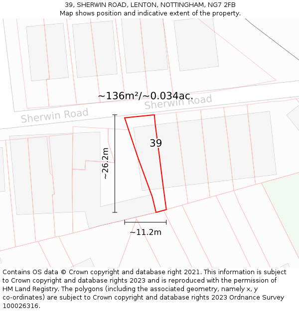 39, SHERWIN ROAD, LENTON, NOTTINGHAM, NG7 2FB: Plot and title map