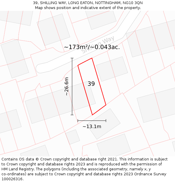 39, SHILLING WAY, LONG EATON, NOTTINGHAM, NG10 3QN: Plot and title map