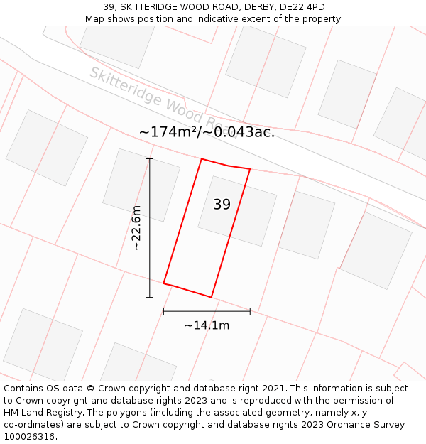 39, SKITTERIDGE WOOD ROAD, DERBY, DE22 4PD: Plot and title map