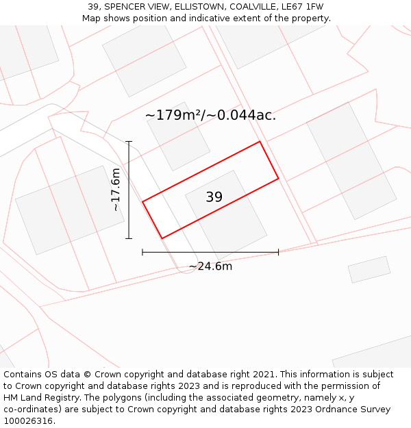39, SPENCER VIEW, ELLISTOWN, COALVILLE, LE67 1FW: Plot and title map
