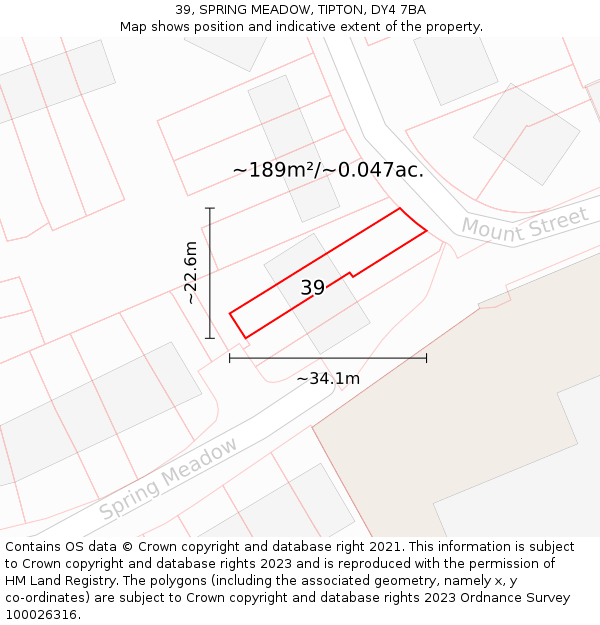 39, SPRING MEADOW, TIPTON, DY4 7BA: Plot and title map