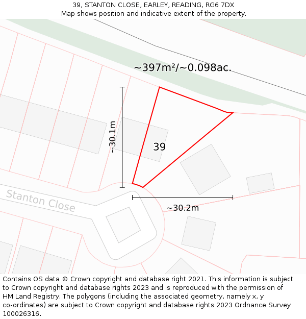 39, STANTON CLOSE, EARLEY, READING, RG6 7DX: Plot and title map