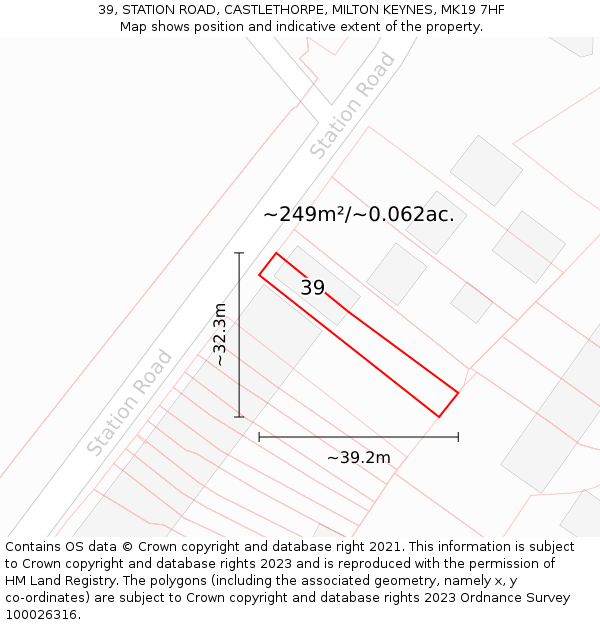 39, STATION ROAD, CASTLETHORPE, MILTON KEYNES, MK19 7HF: Plot and title map