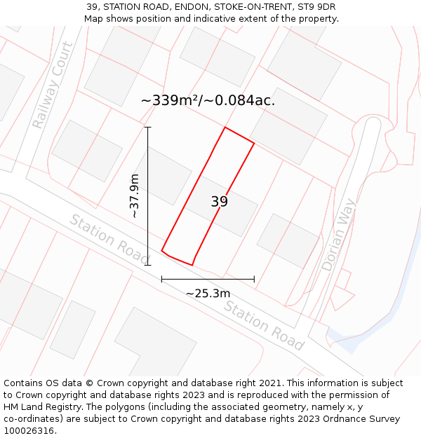 39, STATION ROAD, ENDON, STOKE-ON-TRENT, ST9 9DR: Plot and title map