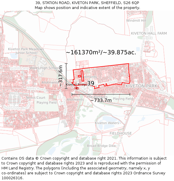 39, STATION ROAD, KIVETON PARK, SHEFFIELD, S26 6QP: Plot and title map