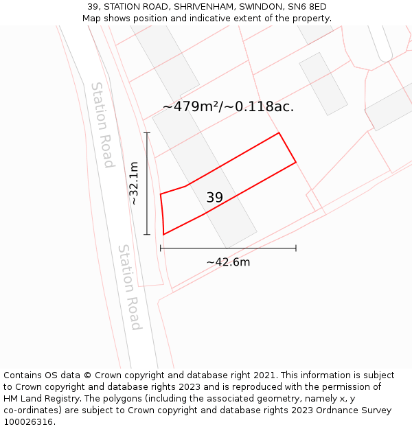 39, STATION ROAD, SHRIVENHAM, SWINDON, SN6 8ED: Plot and title map