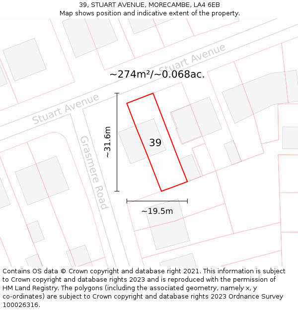 39, STUART AVENUE, MORECAMBE, LA4 6EB: Plot and title map
