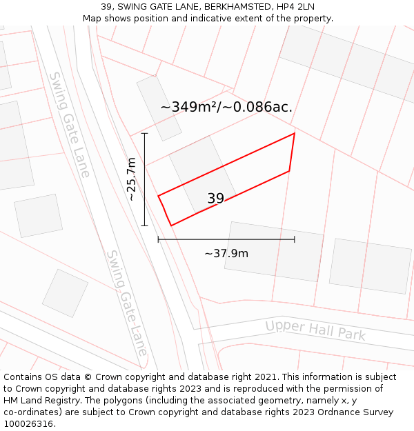 39, SWING GATE LANE, BERKHAMSTED, HP4 2LN: Plot and title map