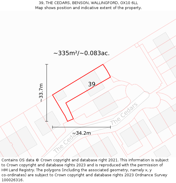 39, THE CEDARS, BENSON, WALLINGFORD, OX10 6LL: Plot and title map