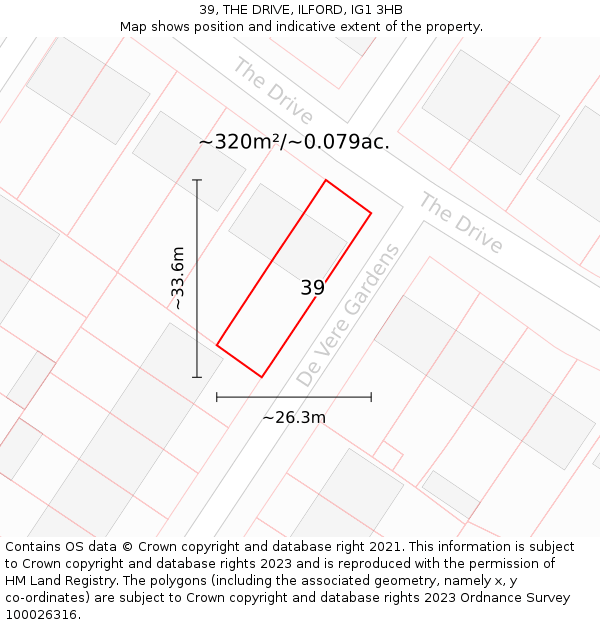 39, THE DRIVE, ILFORD, IG1 3HB: Plot and title map