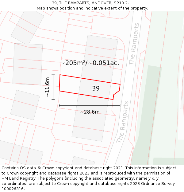 39, THE RAMPARTS, ANDOVER, SP10 2UL: Plot and title map