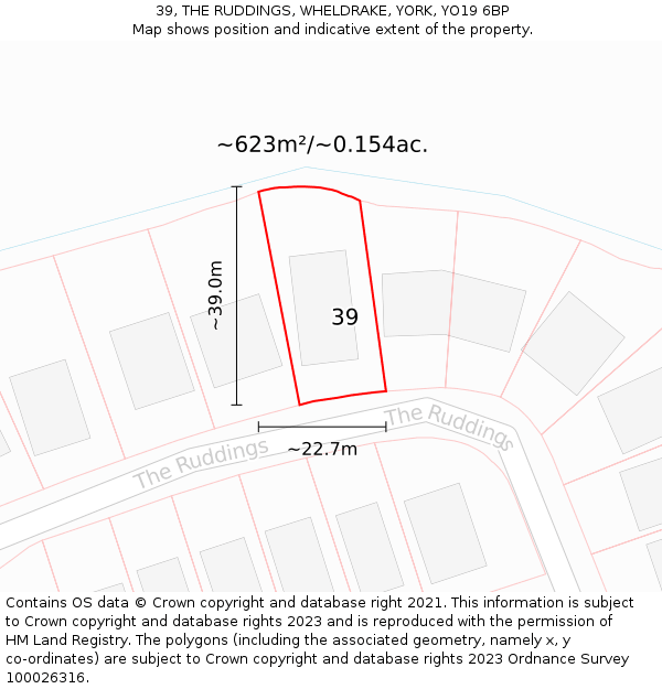 39, THE RUDDINGS, WHELDRAKE, YORK, YO19 6BP: Plot and title map