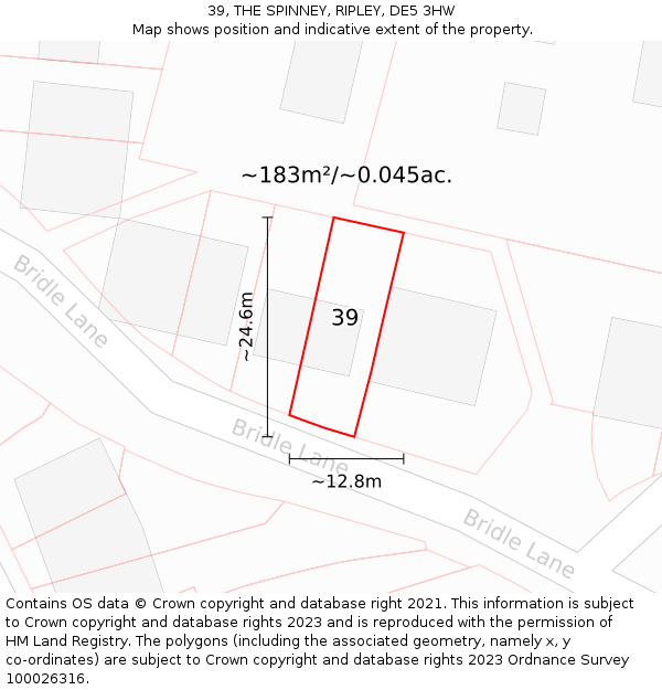 39, THE SPINNEY, RIPLEY, DE5 3HW: Plot and title map