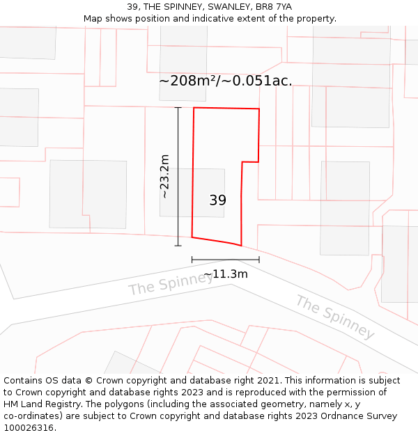 39, THE SPINNEY, SWANLEY, BR8 7YA: Plot and title map