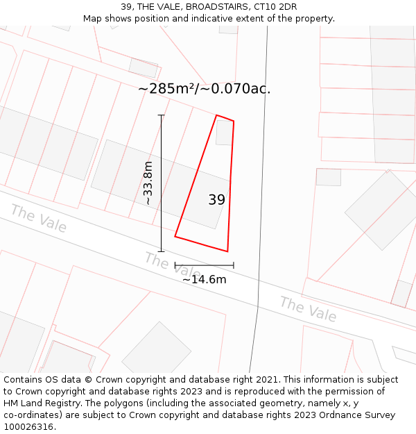39, THE VALE, BROADSTAIRS, CT10 2DR: Plot and title map
