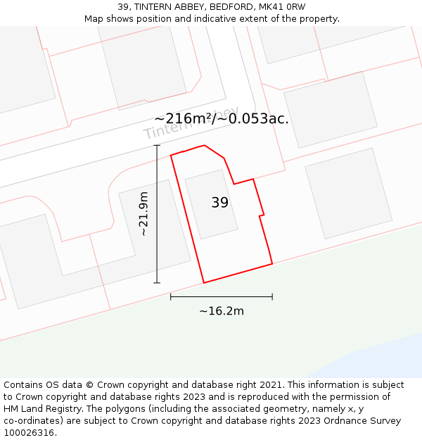 39, TINTERN ABBEY, BEDFORD, MK41 0RW: Plot and title map