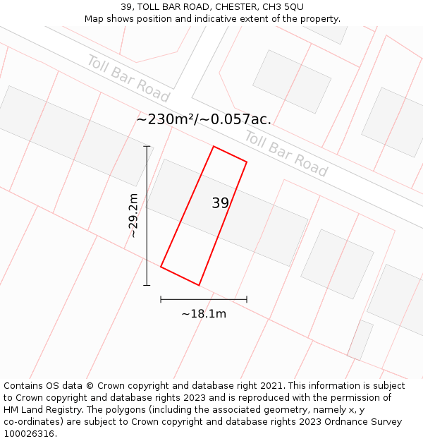 39, TOLL BAR ROAD, CHESTER, CH3 5QU: Plot and title map