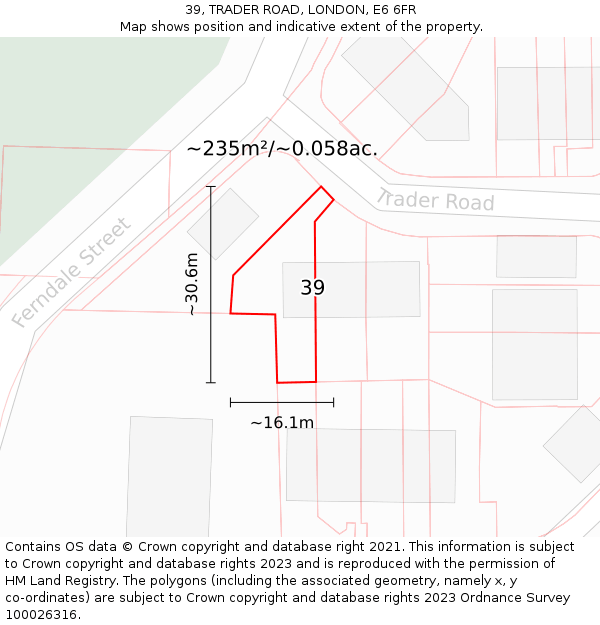 39, TRADER ROAD, LONDON, E6 6FR: Plot and title map