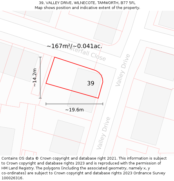 39, VALLEY DRIVE, WILNECOTE, TAMWORTH, B77 5FL: Plot and title map