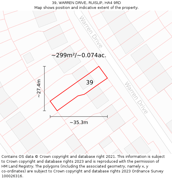 39, WARREN DRIVE, RUISLIP, HA4 9RD: Plot and title map
