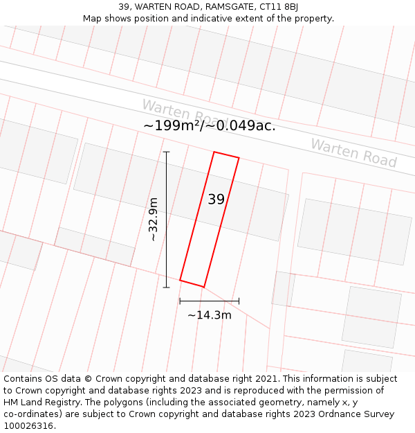 39, WARTEN ROAD, RAMSGATE, CT11 8BJ: Plot and title map