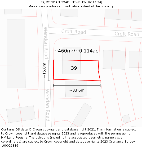 39, WENDAN ROAD, NEWBURY, RG14 7AJ: Plot and title map