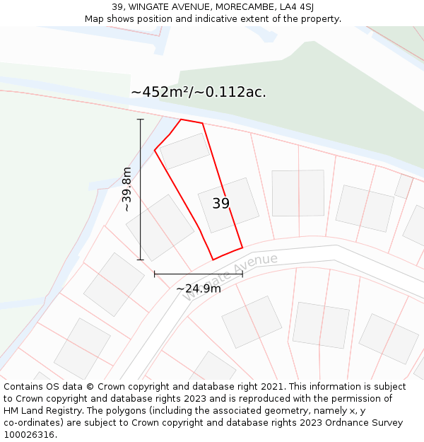 39, WINGATE AVENUE, MORECAMBE, LA4 4SJ: Plot and title map