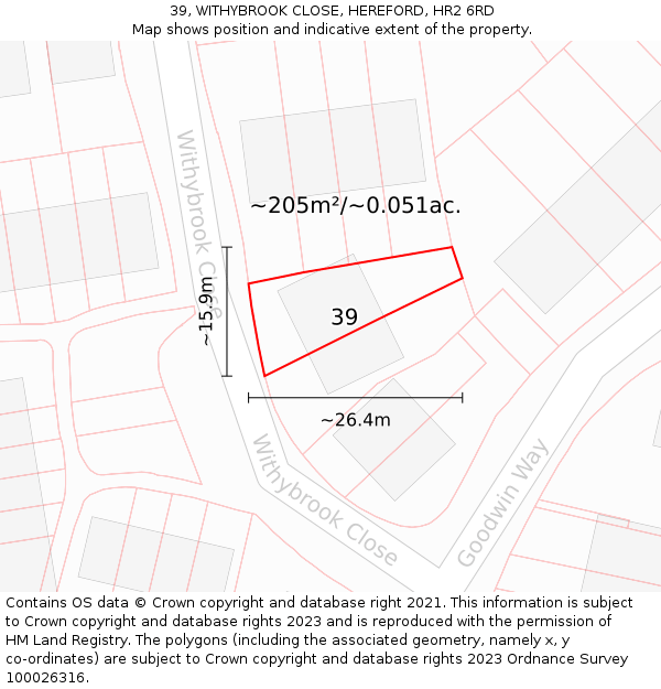 39, WITHYBROOK CLOSE, HEREFORD, HR2 6RD: Plot and title map