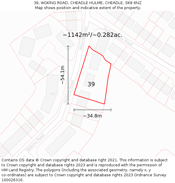 39, WOKING ROAD, CHEADLE HULME, CHEADLE, SK8 6NZ: Plot and title map
