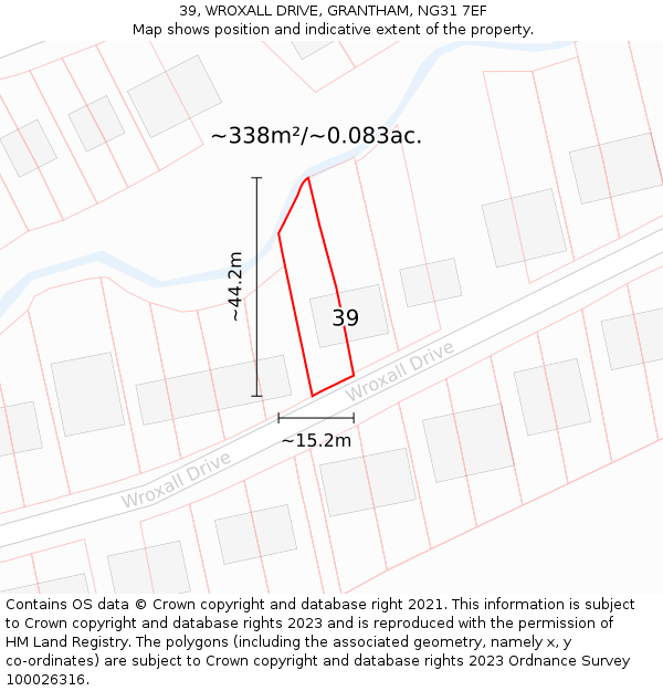 39, WROXALL DRIVE, GRANTHAM, NG31 7EF: Plot and title map