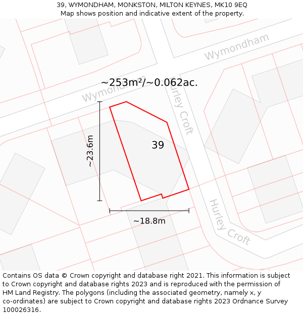39, WYMONDHAM, MONKSTON, MILTON KEYNES, MK10 9EQ: Plot and title map