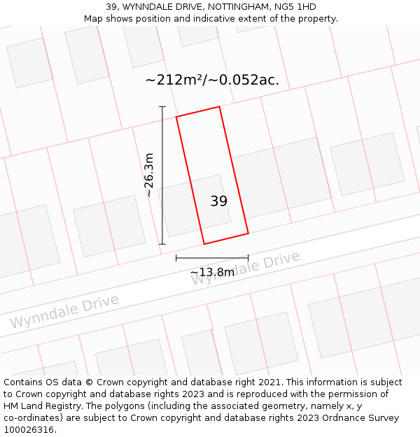 39, WYNNDALE DRIVE, NOTTINGHAM, NG5 1HD: Plot and title map