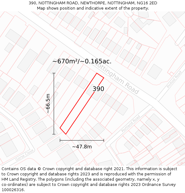 390, NOTTINGHAM ROAD, NEWTHORPE, NOTTINGHAM, NG16 2ED: Plot and title map