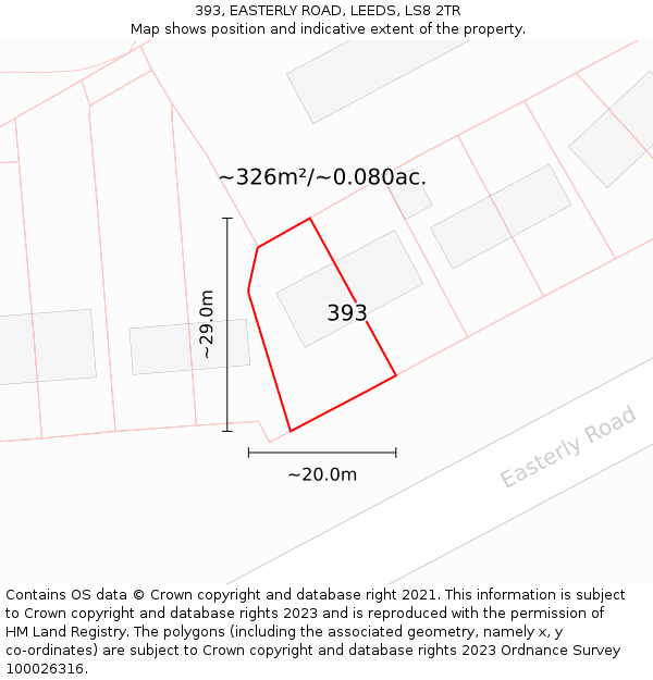393, EASTERLY ROAD, LEEDS, LS8 2TR: Plot and title map