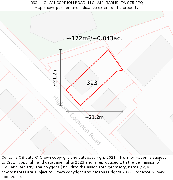 393, HIGHAM COMMON ROAD, HIGHAM, BARNSLEY, S75 1PQ: Plot and title map