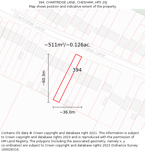 394, CHARTRIDGE LANE, CHESHAM, HP5 2SJ: Plot and title map