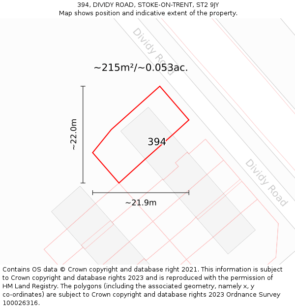394, DIVIDY ROAD, STOKE-ON-TRENT, ST2 9JY: Plot and title map